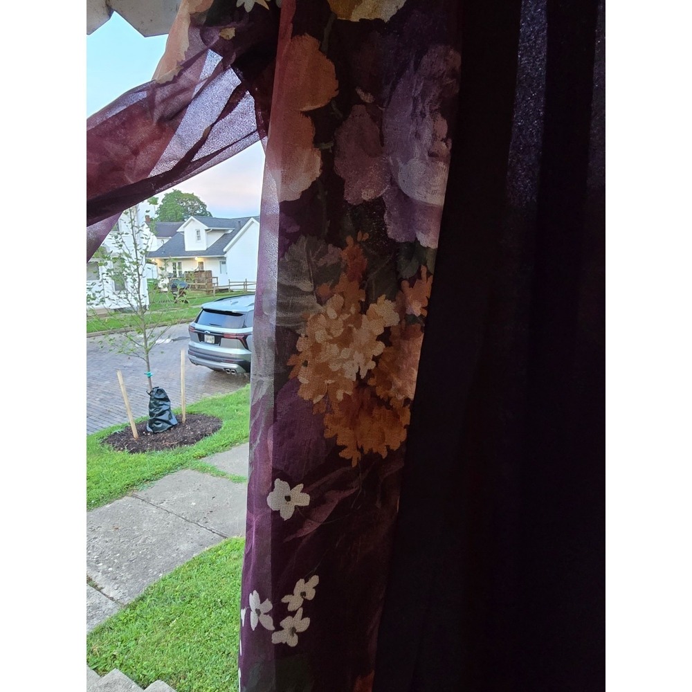 Vintage 80's Haband! Purple Floral Open Sheer Cardigan & Matching Dress Sz 12 - Picture 3 of 12